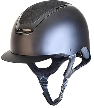 Rhinegold Pro Carbon HORSE RIDING HAT with Removable Lining, Kids and Adult Horse Riding Helmets, 52cm, Black/Glitter
