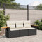 Gecheer 3-TLG. Gartenlounge Set, Balkonlounge Set, Terrassensofa Rattan, Loungemöbel Polyrattan, Gartenmöbel Wetterfest, Garten Sofa Set, Kissen