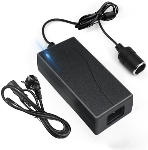 Adaptador de corriente para coche, convertidor de voltaje 230V a 12V 60W/10A adaptador de corriente 12V adaptador de corriente a DC adaptador de encendedor de cigarrillos AC a DC para aspiradora,