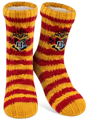 United Labels Harry Potter Cuddly Socks for Women, Orange Red, One Size 38-43, Fluffy Stopper Socks with Sherpa Lining, Warm Socks, Hut Socks