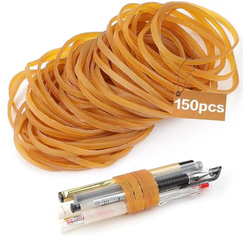 TXXATX Gummibänder 150 Stück Gummiringe Gelb Gummibänder Breit 60 x 3 mm Dicke Haushaltsgummi Wiederverwendbar Gummi Haushalt Gummiring Gummiband für Küche Büro Schulbedarf
