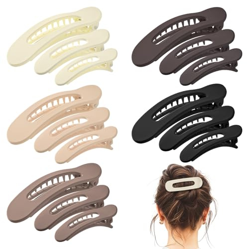 15 Pcs Flat Hair Claw Clips for Women Girls, Small Medium French Barrettes
