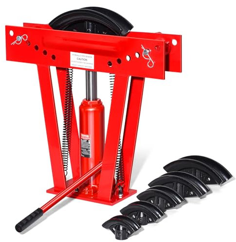 VEVOR Dobladora de Tubos Hidráulica 13-51 mm Dobladora de Tubos de Cobre Carga de 12 T con 6 Troqueles Herramienta para Doblar Rodillos Ajustable de 90°-180° para Doblar Varios Tipos de Metales