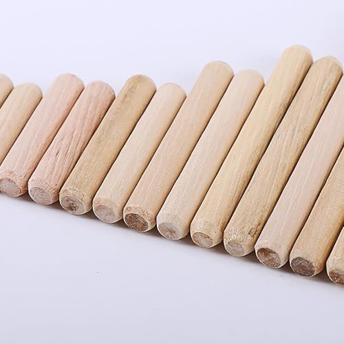 COYOUCO 60 pcs goupilles en Bois, 12mm dia cannelé Bois Goujons tiges Bois Dur Artisanat Chevilles Chevilles,60mm