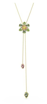 Idyllia - Fleur - Multicolore Doré - Collier Y - Swarovski