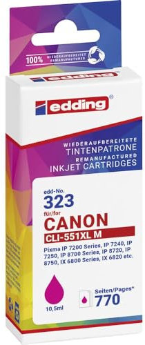 edding Druckerpatrone ersetzt Canon CLI-551XL Kompatibel Magenta EDD-323 18-323-01