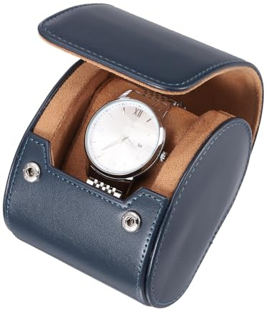 sourcing map Watch Travel Case for Men Leather Watch Roll Travel Case Portable Watch Storage Box for Christmas, Birthday, and Anniversary 1 Slot (Blue)