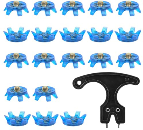 Renchey Remplacement des Crampons De Chaussures De Golf, 20 Pièces de Pointes de Golf pour Toute Chaussure, Crampons Stables avec Clé, Accessoires Sportifs pour Entraînement et Parcours