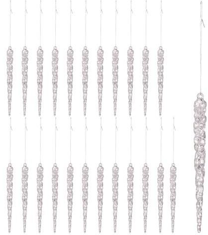 Decoraciones De Carámbano para Árbol, Navideños De Carámbano,24X Acrílicos Transparentes | Navideños De para Navidad, Año Nuevo, Vacaciones, Bodas, Decoración De Inviern