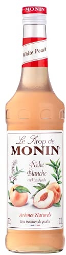 MONIN Premium White Peach syrup 700ml for Cocktails and Mocktails. Vegan-Friendly, Allergen-Free, 100% Natural Flavours and Colourings