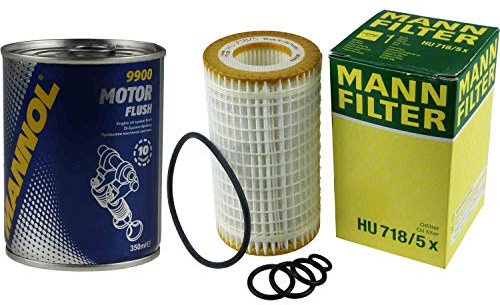 MANN HU 718/5 Lot de 2 filtres à huile + rinçage moteur SCT