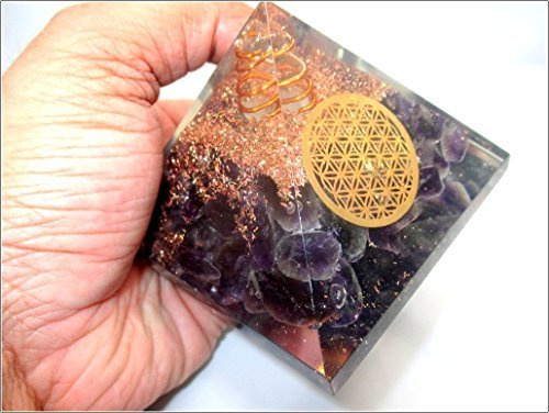 Energizado amatista flor de la vida pirámide generador de iones de 6,5 cm natural cargado EMF armonizador de energía chakra piedra preciosa imagen de cristal es sólo una referencia
