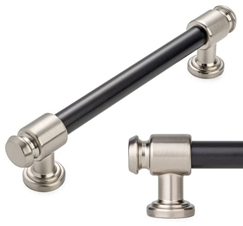 KOOFIZO 10 Pack 5 in Black & Brushed Nickel Cabinet Pull, Drawer Handle P11