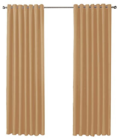 Olivia Rocco Verdunkelungsvorhänge mit Ösen, verdunkelnd, Thermo-Ring-Vorhang, 1 Paar, Fensterbehandlung, Wohnzimmer, Schlafzimmer, 167,6 cm (Breite) x 182,9 cm (Fall), Ocker