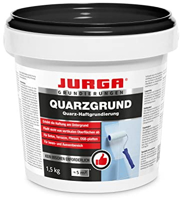 JURGA Quarzgrund Weiss 1,5 kg - ca.5m² Haftgrund Fliese auf Fliese mit Quarzsand - Quarzgrundierung auf Fliesen & Putz & Beton Fliesengrundierung