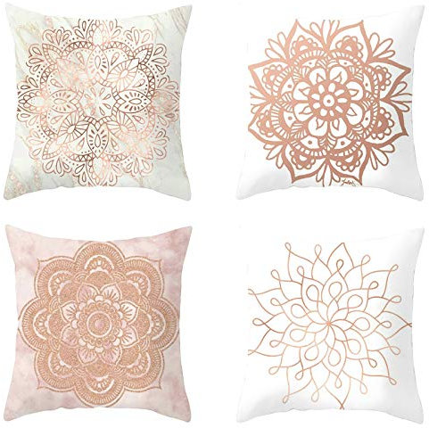Ayoiow 4er Set Zierkissenbezüge 50x50cm, Polyester Couchkissen Bezug Kissenbezug 20x20 Inch Sofakissen Couchkissen Dekokissen Blumenmuster