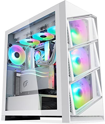 Segotep T3 Mid-Tower ATX Gaming-PC-Gehäuse mit ARGB und PWM Lüfter, unterstützt obere und seitliche 360 mm Heizkörper, Typ-C I/O-Anschluss, werkzeuglose Demontage