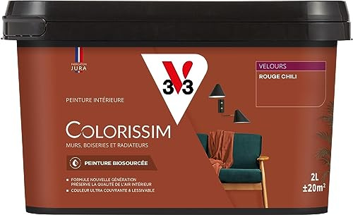 V33 Peinture multi-supports Colorissim® Rouge chili Velours 2L