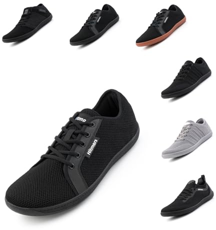 Hitmars Barefoot Running Shoes for Mens Womens Lightweight Minimalist Zero Drop Shoes Outdoor Trail Running Barefoot Trainers MN2-Black 8.5UK=43EU