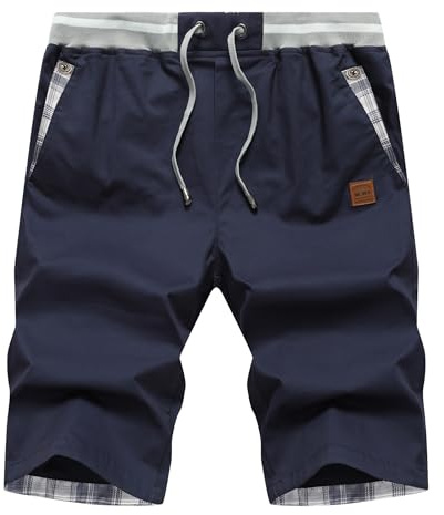Djtnzdm Short Homme Coton Confortable Casual Mode Chino Shorts Bermudas Homme avec Poches Vacances Cargo Short Homme