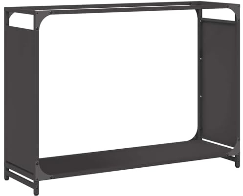 vidaXL Vedställ svart 90x28x65 cm kallvalsat stål, öppen spis vedhållare, stockhållare, stockstativ, inomhus vedförvaring, vedställ, stockställ