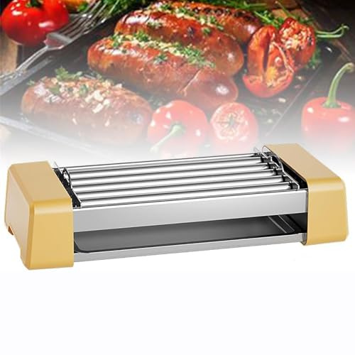 Máquina for hacer perritos calientes,parrilla for salchichas, rodillo for perritos calientes con 3/5 rodillos,control de temperatura,asador doméstico for perritos calientes for salchichas de desayuno(