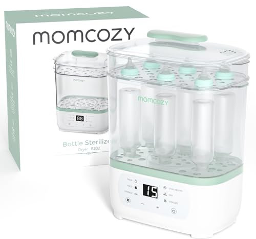 Momcozy Stérilisateur Biberons Électrique, Séchoir- Stérilisateur en 1, Stérilisation Multifonctionnel Compact pour Accessoires Lait et Tire-Lait​