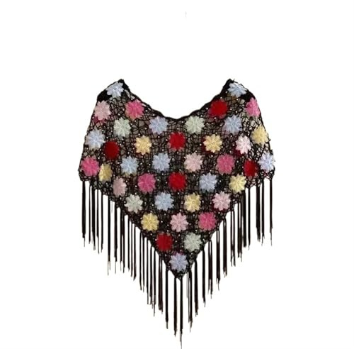 YZDKR Capa de Punto de Crochet Fina for Mujer, Chaquetas, mantos, Ropa for Mujer, Chal, Poncho, Abrigos for Mujer para Mujeres(Black)