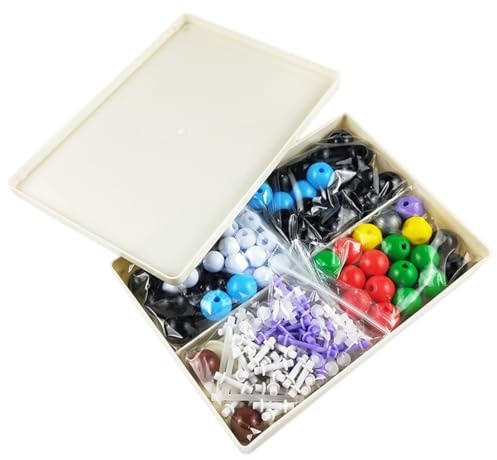 Alide Kit de modelo molecular de 444 piezas, kit de modelo de química orgánica, juego de aprendizaje con un conjunto de fulerenos para profesores y estudiantes.