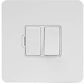Soho Lighting White Metal Flat Plate 13A Switched Fuse Connection Unit Wht Ins Screwless