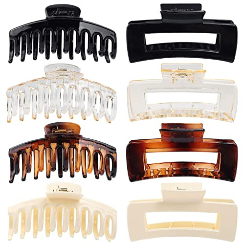 laxizar Claw Clip Hair Clip 8 Pack 4.3 Ihch Rectangular Hair Clips for Women Girls Large Hair Jaw Clips Hair Clamps