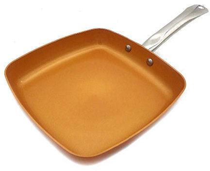 Stekpanna Kopparpanna Nonstick Djup fyrkantig induktionskastrull Stekpanna Stekpanna Diskmaskin Säker Ugnssäker Stekpanna (Storlek:2,2 mm lock) ()