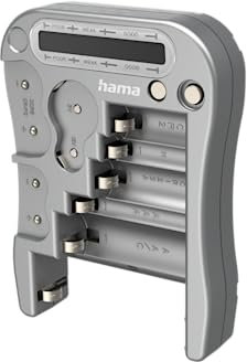 Hama Testeur de piles Universel (Testeur de batterie Universel pour piles AA/AAA/C/D/N/E/CR123A/CR2/CR-V3/1,5V/3V/2CR5/CR P2, piles boutons, Afficheur LCD) Gris