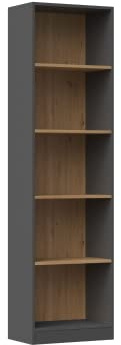 CDF Bibliothèque Ouverte Meuble à Case de Rangement avec Compartiments Colonne pour Bureau Salle à Manger Home Office Salon Livres Dossiers Décoration Chambre Vertical - Anthracite/Chêne artisan 50 cm