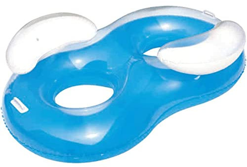 Figure 8 Shape Swimming Ring, Double People Inflatable Swim Ring with Pillow, Inflatable Pool Float Lake and Beach Floaty Summer Toy