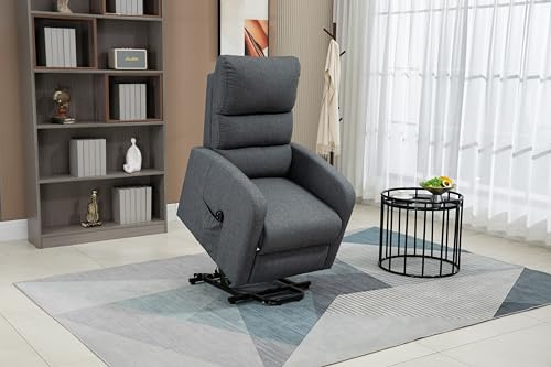 DUPI Sillón Relax Eléctrico Confort | Reclinable y Elevable con Mando a Distancia | Levanta Personas | Tela Poliester 100% | Sillón Relajante USB 3.0 | Gris