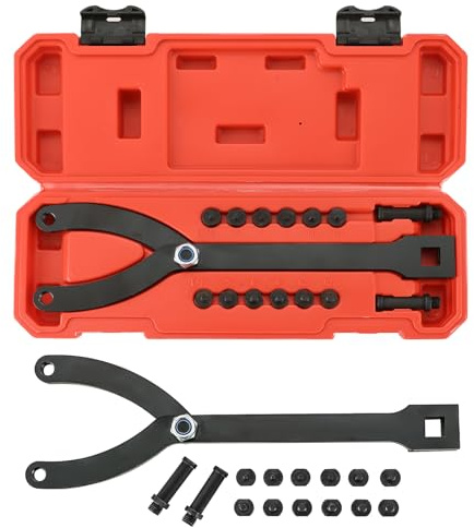 NYXOVA Variable Pin Spanner Wrench, 15Pc Adjustable Pin Spanner Wrench Kit, 1/2 Drive Ratchet Fan Clutch Pulley Holder
