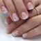 24pcs Short Square False Nails, Pink White Ombre Stick on Nails Flower Pattern Press on Nails Removable Glue-on Nails Acrylic Full Cover Fake Nails Women Girls Nail Art Accessories