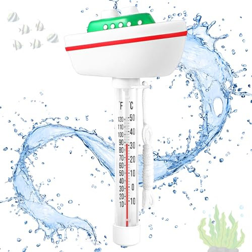 Mecctuck Termometro galleggiante per piscina, termometro per piscina, termometro per piscina, termometro per acqua, termometro galleggiante, facile da leggere, temperatura dell'acqua per piscine e spa
