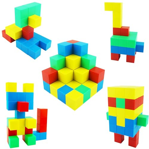 UiDor Blocchi da Costruzione Magnetici,1.30 pollici Grandi Cubi Magnetici Impilabili, Giocattoli Sensoriali e Montessori, Cubi Educativi Prescolari per Bambini Ragazzi e Ragazze (32 Pezzi)