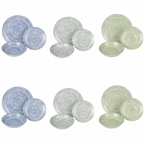 Villa d'Este Home Tivoli Servizio piatti 18 pezzi in porcellana, 3 posti tavola diversi, Spring City