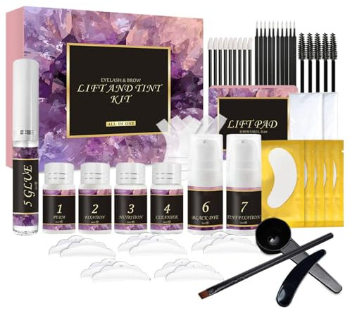 Kit de elevación de pestañas, kit profesional de elevación y tinte de pestañas para salón de belleza y hogar, kit de permanente de pestañas, duradero y eficaz para mantener tus cejas y pestañas con un