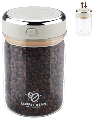 Zosenyer Boîte à Café Hermétique, 1100ml Transparent Bocaux en Verre avec Couvercles pour café grains,Céréales,Thé, farine,Noix (1100ml)
