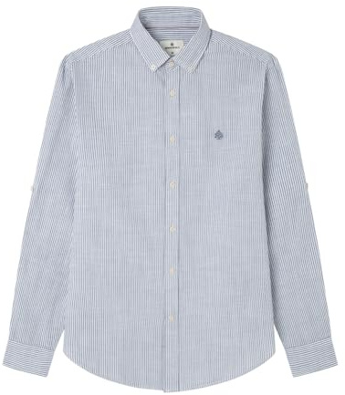 SPRINGFIELD Striped Cotton Slub Shirt Chemise rayée, Bleu, L Homme