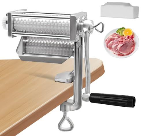 Steaker Fleischzartmacher,Fleischzartmacher Maschine, Meat Tenderizer Mit Edelstahl Messerwalzen Und LeichtgäNgiger Handkurbel,Fleischzartmacher FüR HäHnchen Rind Steak KüChe Zuhause Restaurant