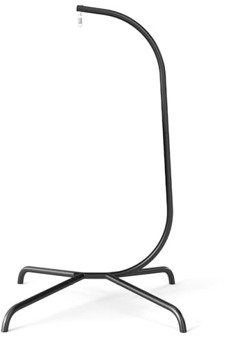 GOPLUS Soporte para Silla Hamaca, Soporte Colgante de Metal Resistente en Forma de C con Gancho de Resorte y Rotación de 360 Grados para Sillas Columpios de Interior Exterior, Carga Máxima de 180 KG