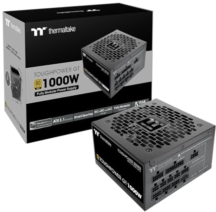 Thermaltake Toughpower GT 1000W; ATX 3.1; Native PCIe 5.1 12V-2x6; Full Modular; Flat Cables; Color Matched Connectors; Japanese Main Capacitors; 80 Plus Gold; 140mm; Black; PS-TPT-1000FNFAGU-3