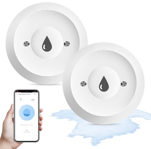 2 rilevatori di acqua intelligenti, sensore radio Zigbee con batteria, sensore di perdite d'acqua con avvisi app, rilevatore di perdite d'acqua da 2,4 GHz, sensore di livello dell'acqua, per cucina