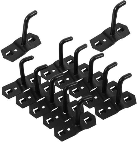 Hohopeti 12 Stück Teiliges Schwarzes Lochwand-haken- Schwere Stahl-regalhaken für Kleidung Werkzeughalter und Einzelhandelswand Einfache Montage Stilvoller Wand-organizer für Garage und