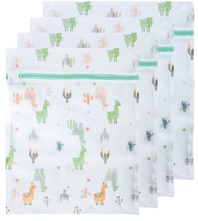 SZWLJ 4St Tvättväska Med Alpacamönster, Återanvändbart Tvättnät För Tvättmaskin Med Dragkedja, Perfekt För Maskintvätt Av Fina Kläder Som Skjortor, Jackar, Dunjackar Och Tröjor.